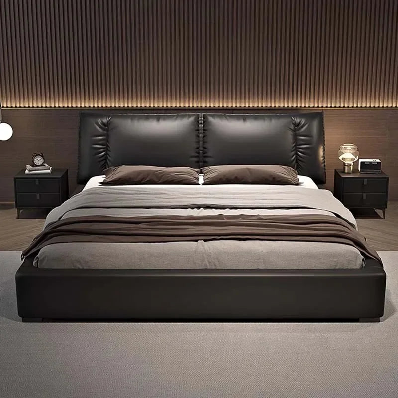 Modern Nordic Leather Bed  Queen Size with Storage