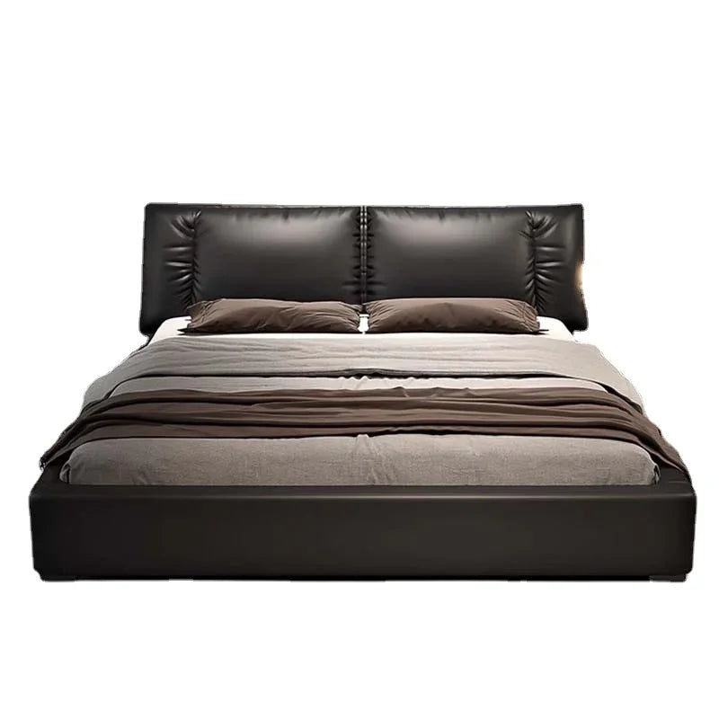 Modern Nordic Leather Bed Queen Size with Storage