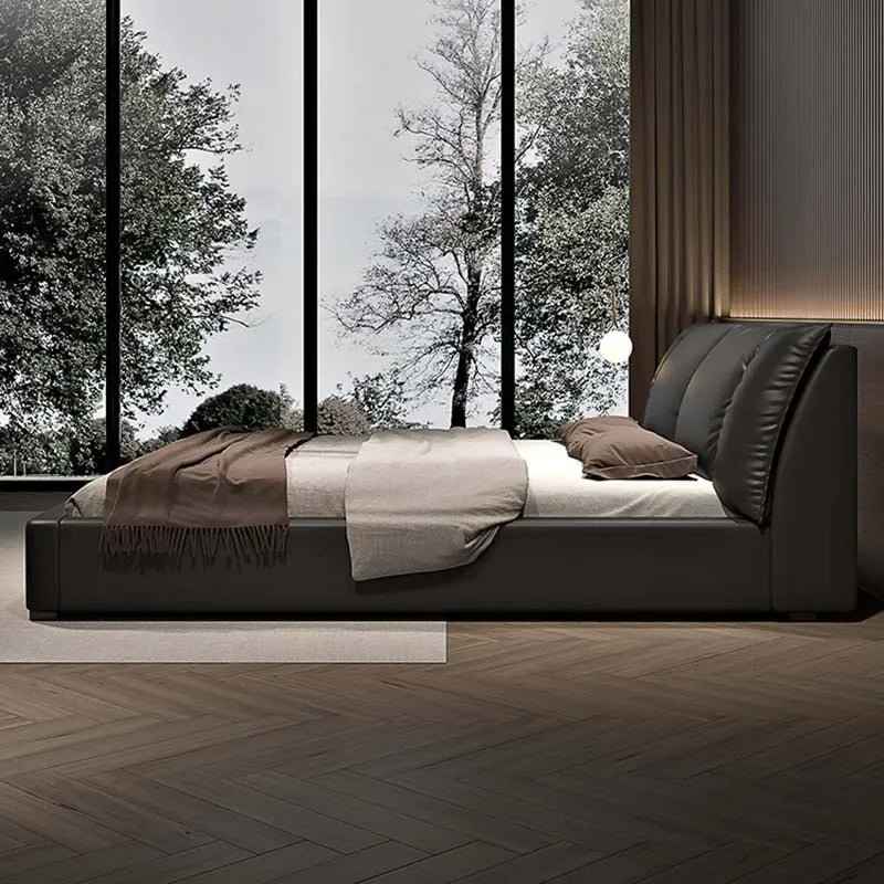 Modern Nordic Leather Bed  Queen Size with Storage