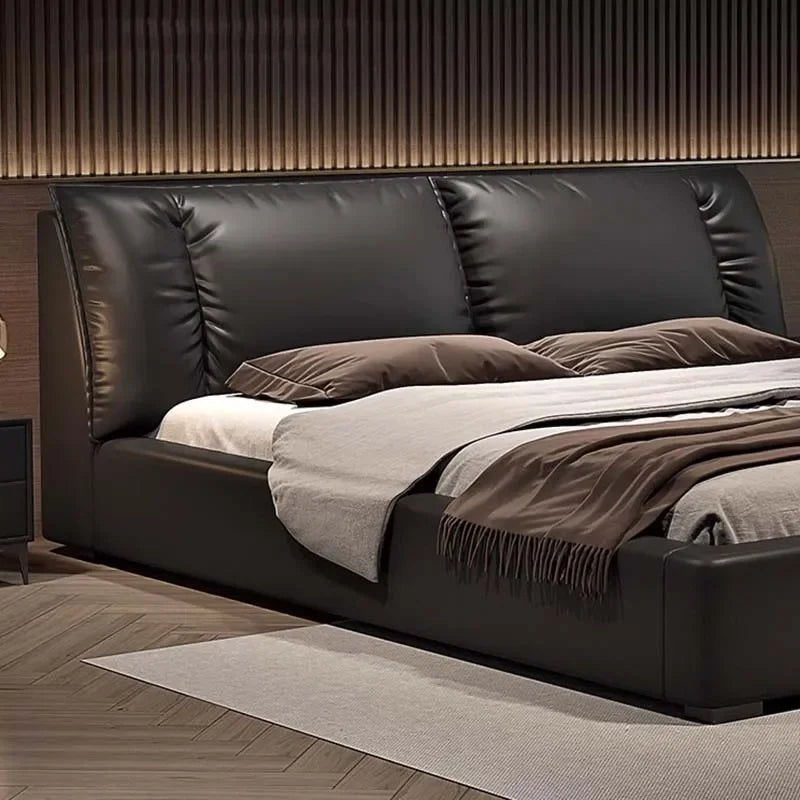 Modern Nordic Leather Bed  Queen Size with Storage